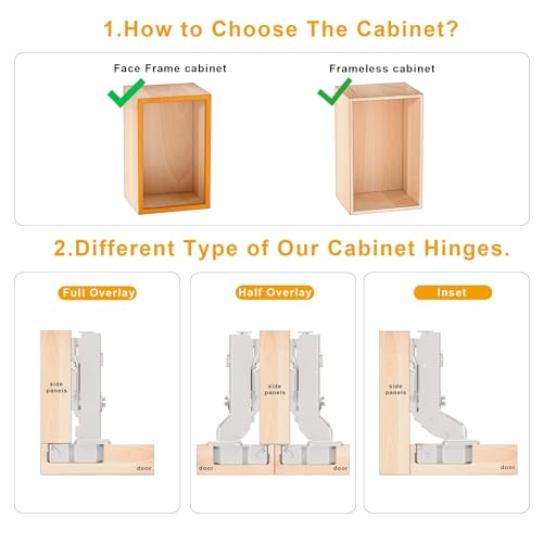 Luokim 4 Pack 2 Pairs Frameless Soft Close Half Overlay Cabinet Hinges European Cabinet Door Hinges 35mm Cup Concealed Kitchen Cabinet Hinges - Image 3