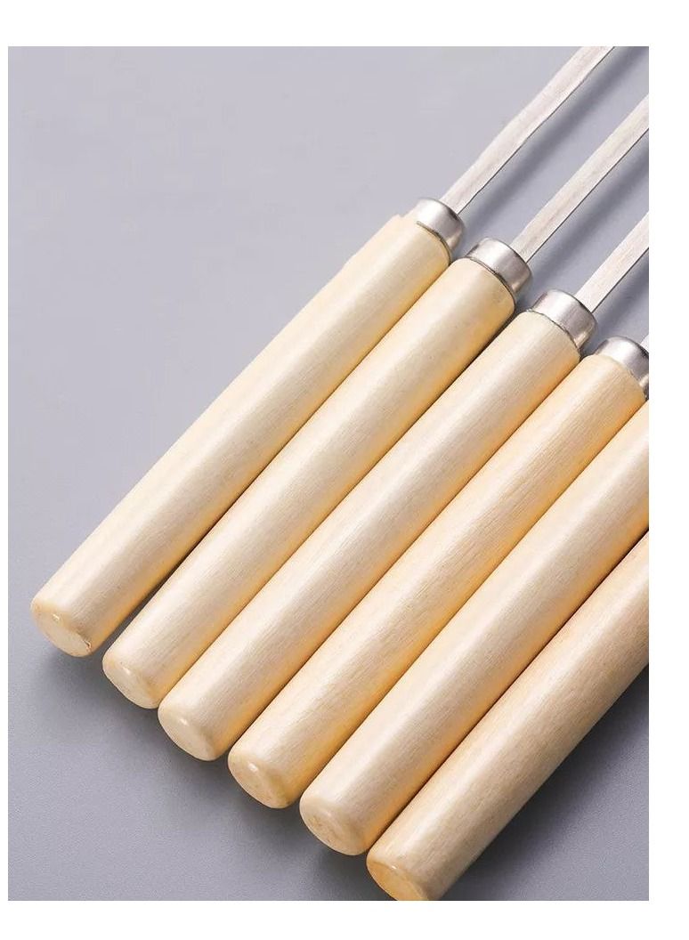 4 pcs Stainless Steel Flat and Round Grilling Skewers Reusable BBQ Sticks - Image 1