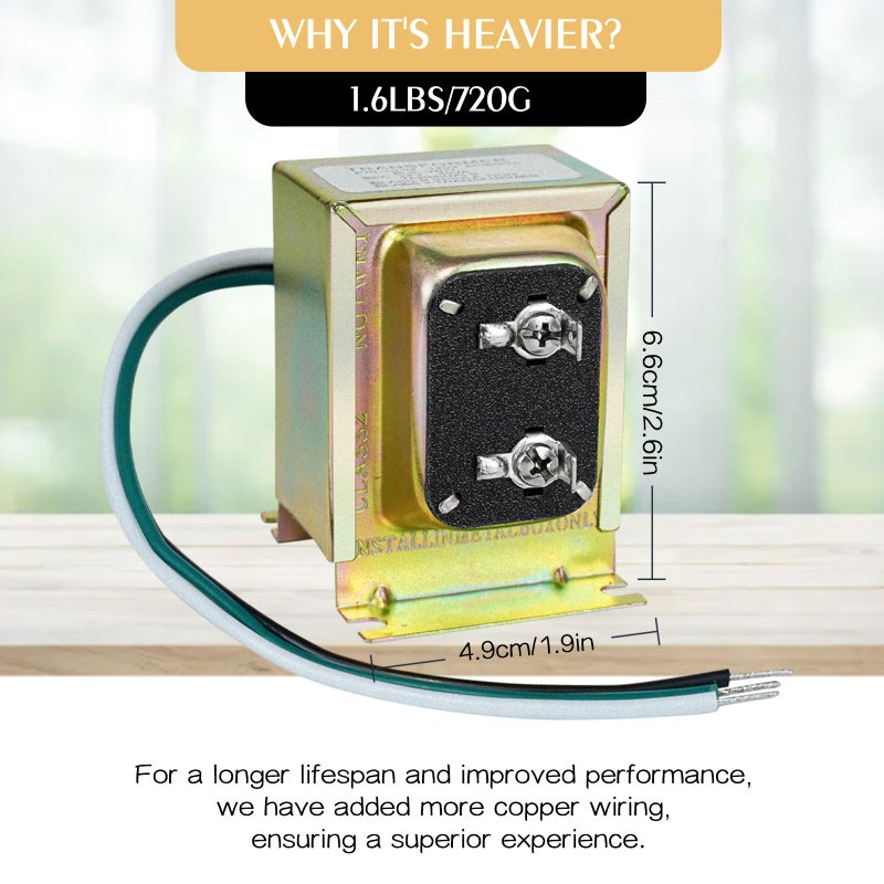 VIIVRIA 24V AC 40VA Transformer for Wired Doorbells & Thermostats - Hardwired Power Supply Compatible with Ring Video Doorbell Pro/2/3/4, Nest, Ecobee, Honeywell - Easy Install with 40VA Output - Image 3