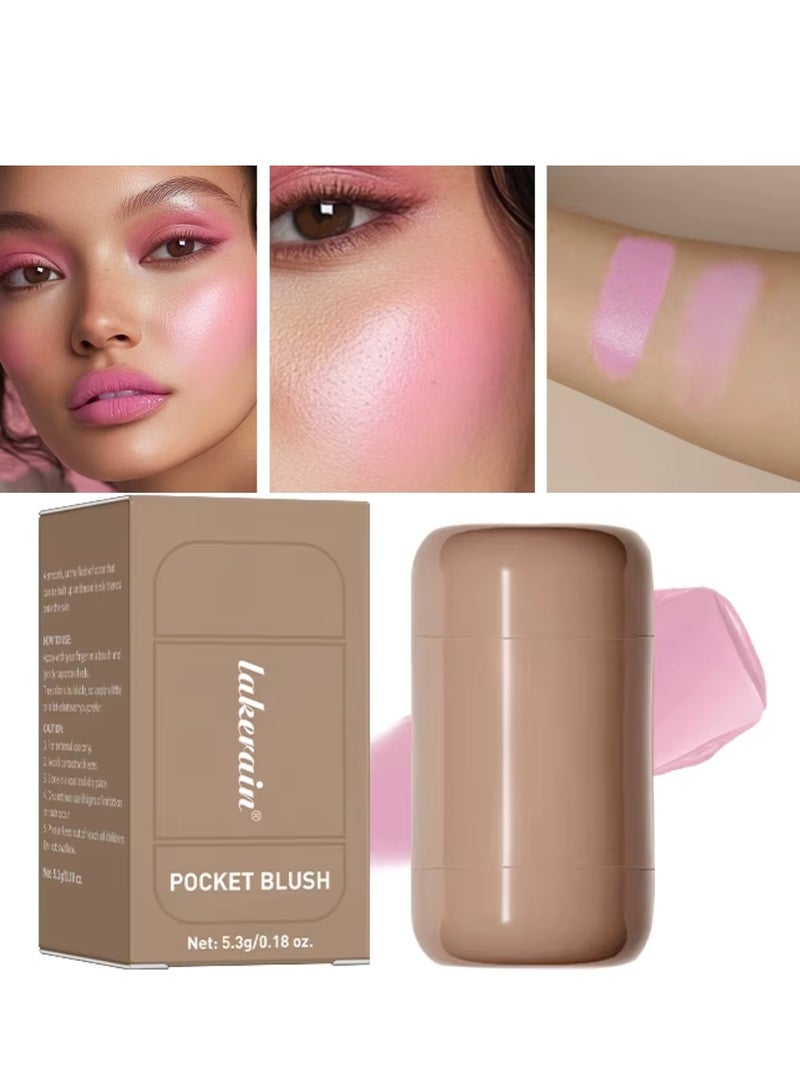 lakerain Pocket Blush Stick Cream Blush Stick for Long Lasting Lightweight Natural Blush Waterproof Sweatproof Hydrating Blush and Lipstick Creamy Blendable Makeup Blush 01 - Image 1