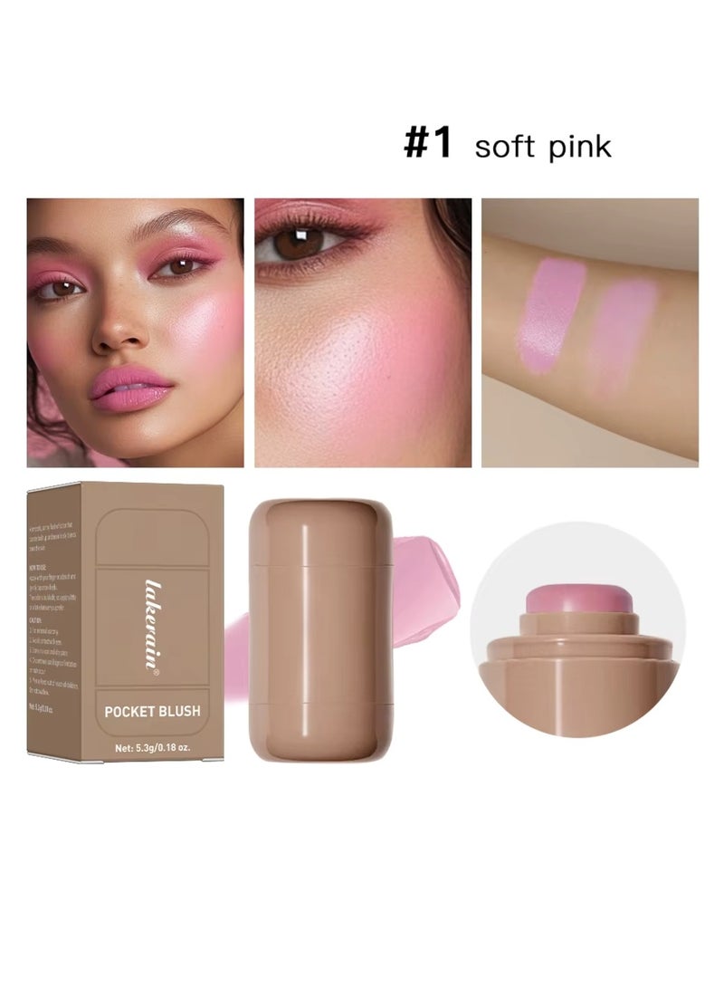 lakerain Pocket Blush Stick Cream Blush Stick for Long Lasting Lightweight Natural Blush Waterproof Sweatproof Hydrating Blush and Lipstick Creamy Blendable Makeup Blush 01 - Image 2