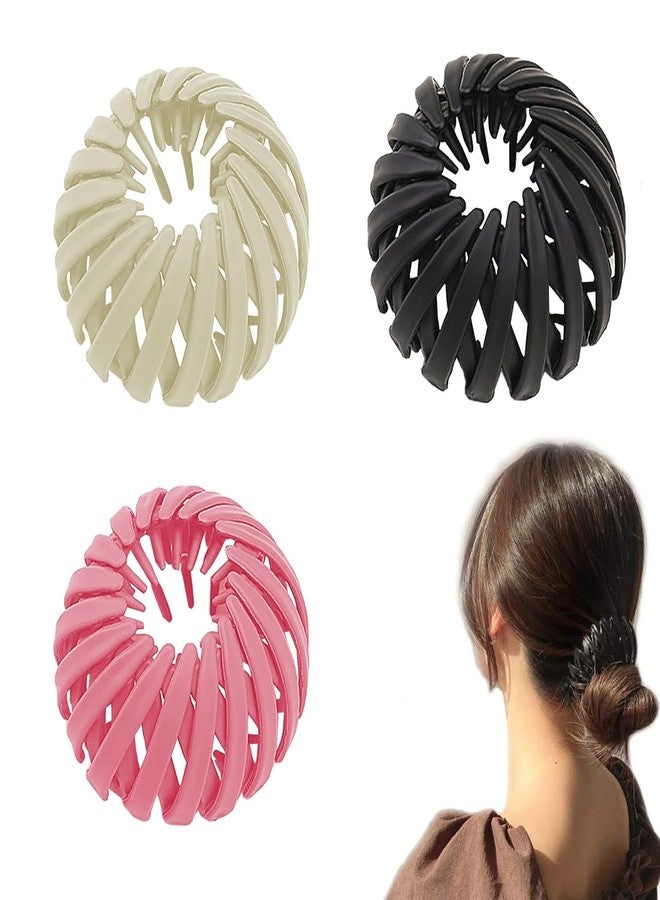 AUTOWRAP 3 Pieces Bird Nest Magic Hair Clip Lazy Bird Nest Plate Hairpin Claws Retro Retractable Ponytail Braid Fixer Hair Snaps Women And Girls Hair Bun Fixing Hair, Multicolor - Image 1