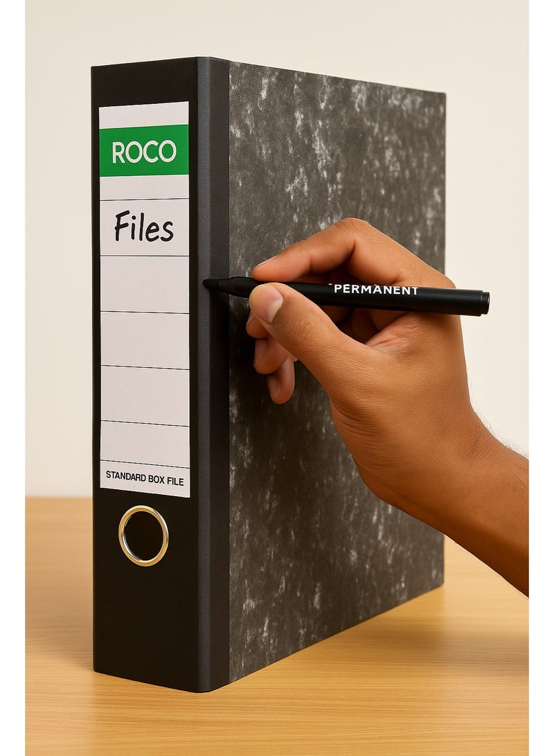 ROCO Standard Box File – F4 Size, 5 cm Capacity, Pressboard Material, with Sheet Lifter, Black Color - Image 2