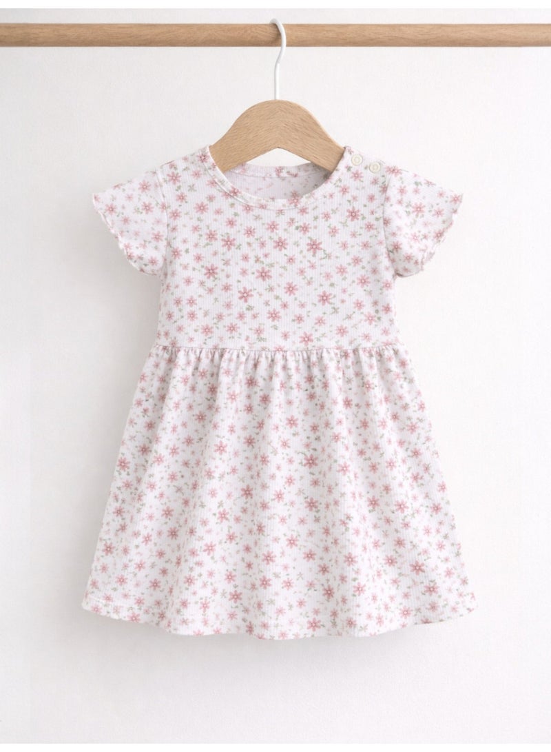 victor and jane Infant Girls 2-Pack Rib Dresses (Floral & Solid Pink) - Image 5