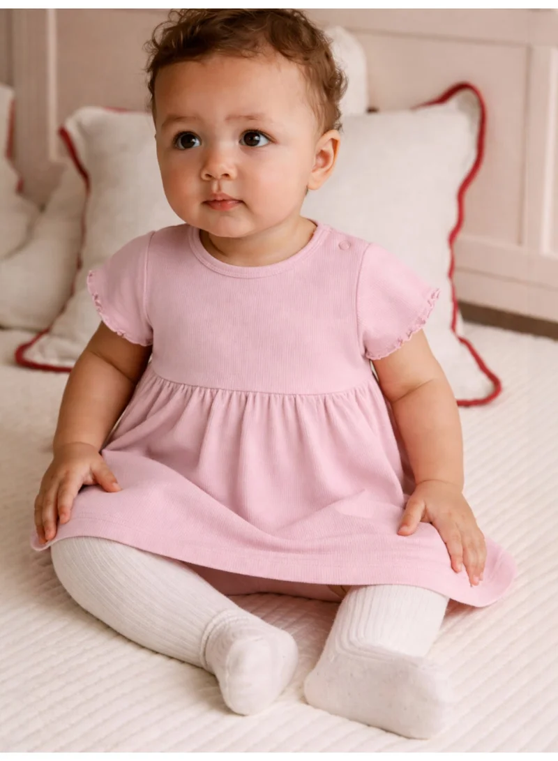 Victor And Jane  Infant Girls 2-Pack Rib Dresses (Floral & Solid Pink) for Women | Best Price UAE
