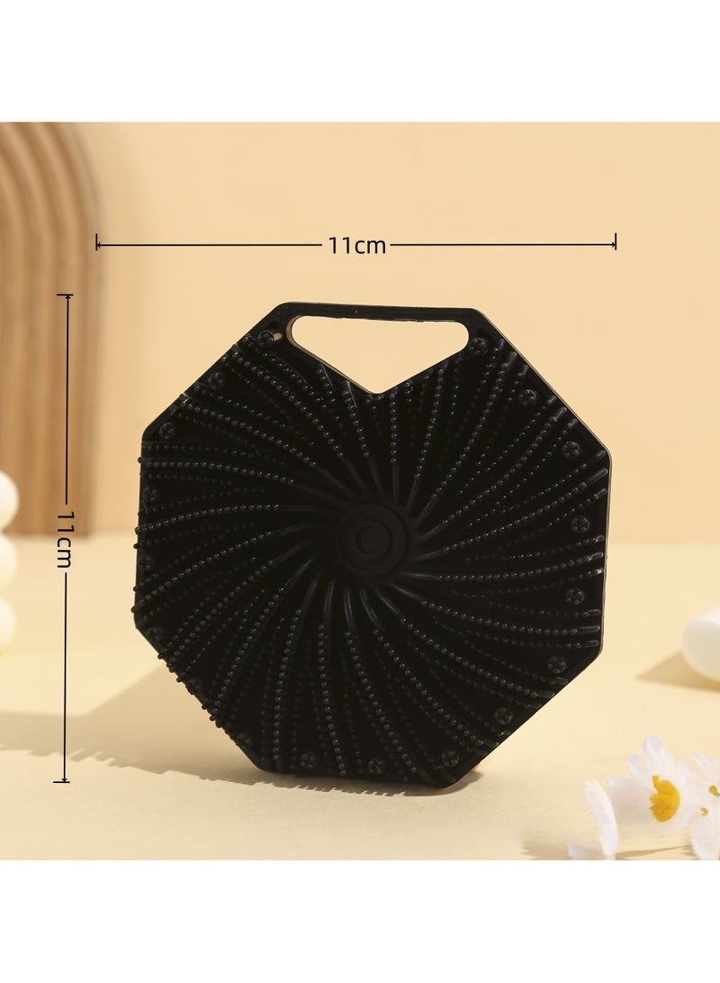 Heyla Silicone body scrub for bathing, non slip handle, easy to clean, travel size, men's and women's deep cleaning bath brush (black) - Image 1