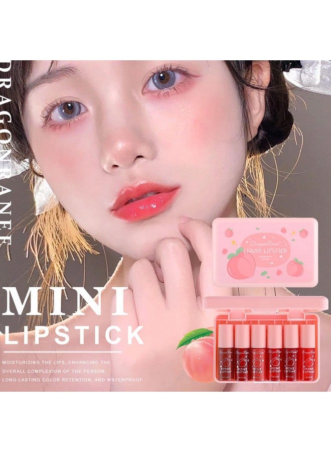 Eakroo 6 Colors Peach Lip Tint Stain Set Korean Lip Tint Lip Stain Lip Gloss Mini Liquid Lipstick Set Multiuse Lip And Cheek Tint Long Lasting Waterproof High Pigment Vivid Color Lip Tint Makeup - Image 2