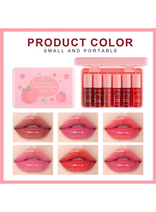Eakroo 6 Colors Peach Lip Tint Stain Set Korean Lip Tint Lip Stain Lip Gloss Mini Liquid Lipstick Set Multiuse Lip And Cheek Tint Long Lasting Waterproof High Pigment Vivid Color Lip Tint Makeup - Image 3
