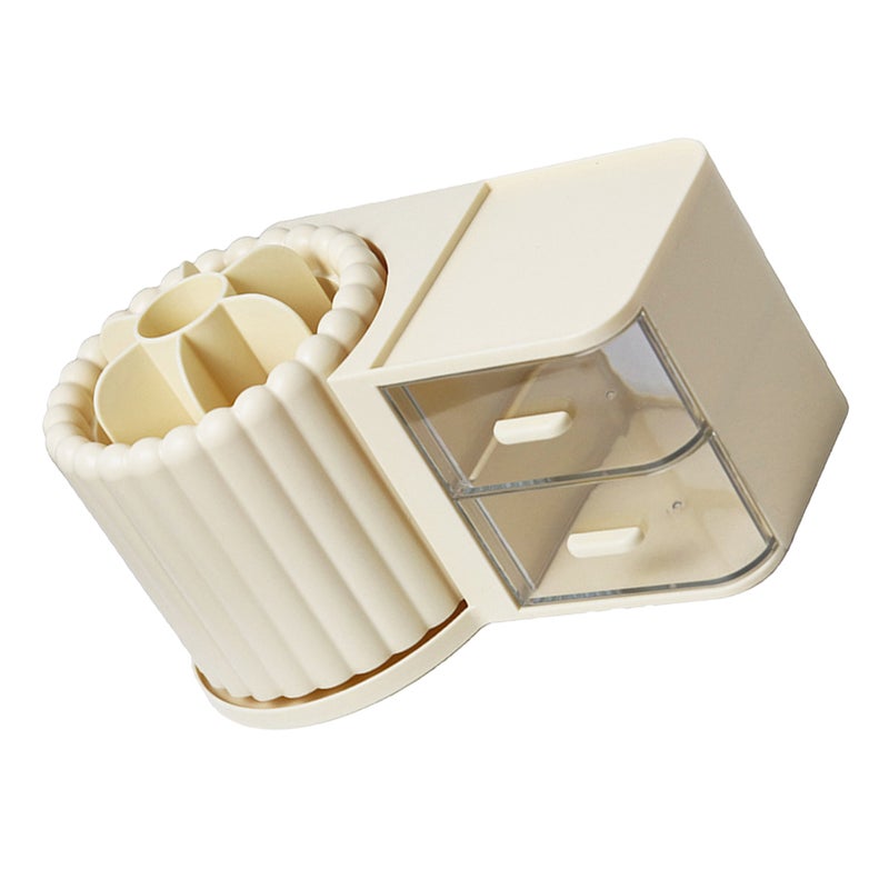 Rotating Holder Rotating Pen Cup with Drawer Pencil Desk Organizer - Image 5