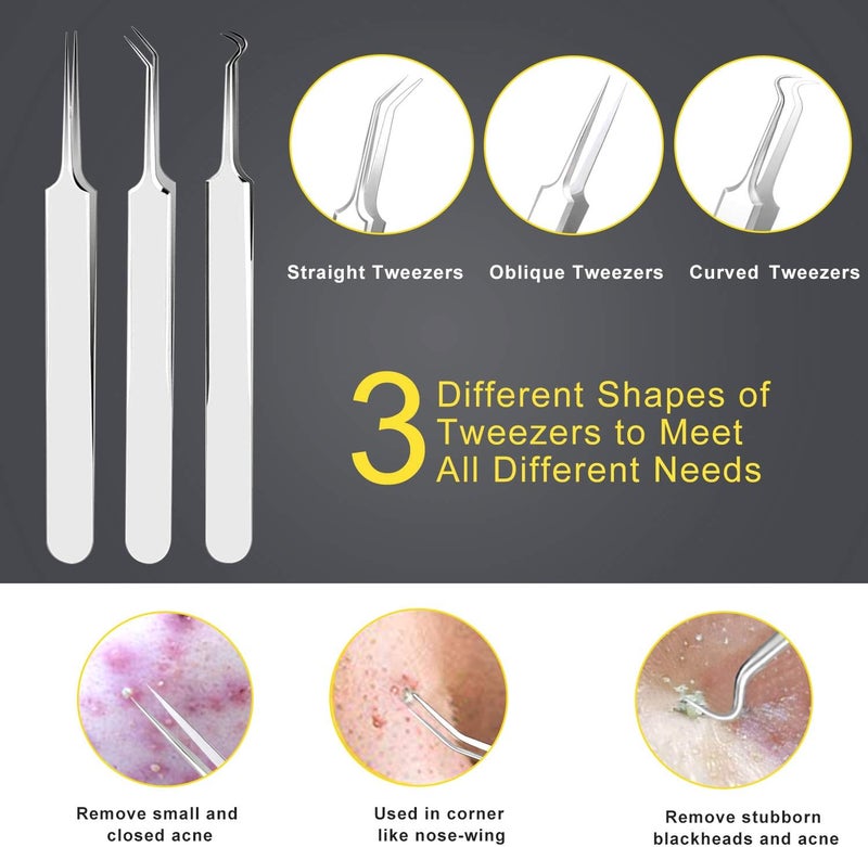 Boxoyx Pimple Popper Tool Kit - 10 Pcs Blackhead Remover Comedone Extractor Kit with Metal Case for Quick and Easy Removal of Pimples, Blackheads, Zit Removing, Forehead,Facial and Nose(Silver) - Image 4