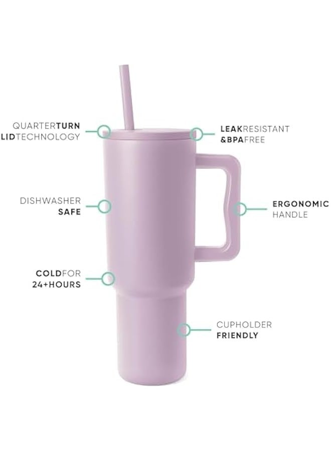 TRASSLE 40 oz Tumbler with Handle and Straw Lid, 100% Leak-proof Travel Coffee Mug, Stainless Steel Insulated Cup for Hot Cold Beverages, Keeps Cold for 34Hrs or Hot for 10Hrs, Dishwasher Safe - Image 2