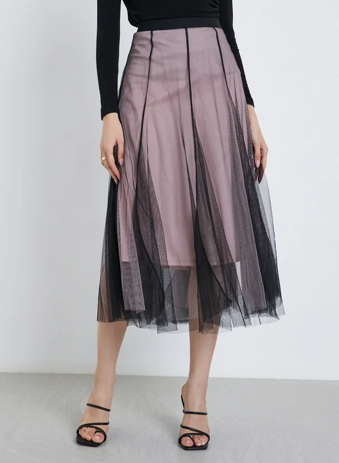 تايك تو Take Two Women's A-Line Mesh Midi Skirt