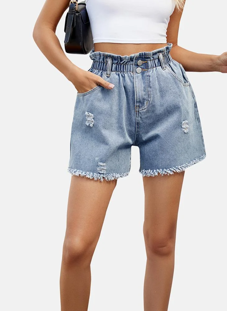 يونيكي Blue Mid Rise Plain Regular Fit Shorts