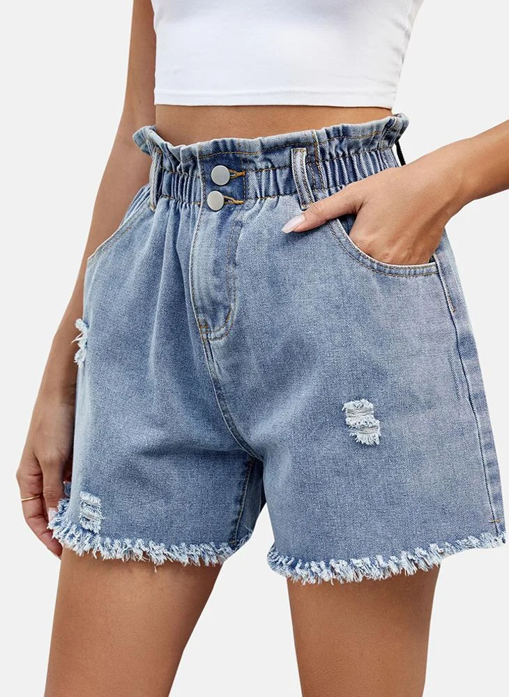 يونيكي Blue Mid Rise Plain Regular Fit Shorts