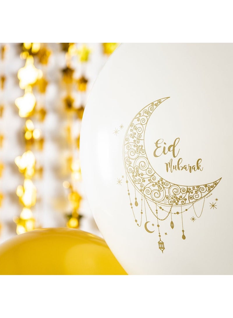 فولات بالونات عيد مبارك لاتكس دائرية زرقاء بيضاء ذهبية 33 سم عبوة من 6 قطع - Image 5