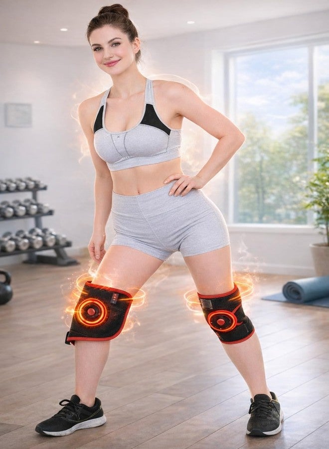 Fitolym زوج من دعامات الركبة من فيتوليم - دعامة ضغط للركبة لتخفيف الألم - للجنسين - دعم للركبة في صالة الألعاب الرياضية، والجري، والتهاب المفاصل، وآلام المفاصل، وتمزق الغضروف الهلالي، والتهاب المفاصل، والتعافي من الإصابات (أحمر وأسود) - Image 4