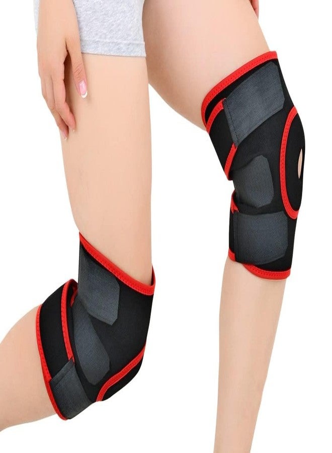 Fitolym زوج من دعامات الركبة من فيتوليم - دعامة ضغط للركبة لتخفيف الألم - للجنسين - دعم للركبة في صالة الألعاب الرياضية، والجري، والتهاب المفاصل، وآلام المفاصل، وتمزق الغضروف الهلالي، والتهاب المفاصل، والتعافي من الإصابات (أحمر وأسود) - Image 1