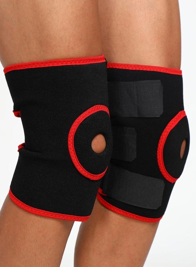 Fitolym زوج من دعامات الركبة من فيتوليم - دعامة ضغط للركبة لتخفيف الألم - للجنسين - دعم للركبة في صالة الألعاب الرياضية، والجري، والتهاب المفاصل، وآلام المفاصل، وتمزق الغضروف الهلالي، والتهاب المفاصل، والتعافي من الإصابات (أحمر وأسود) - Image 3