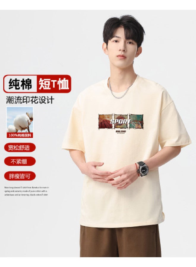 Baleno american Trendy Square Print Summer Loose Breathable T-shirt Comfortable Versatile Undershirt - Image 1