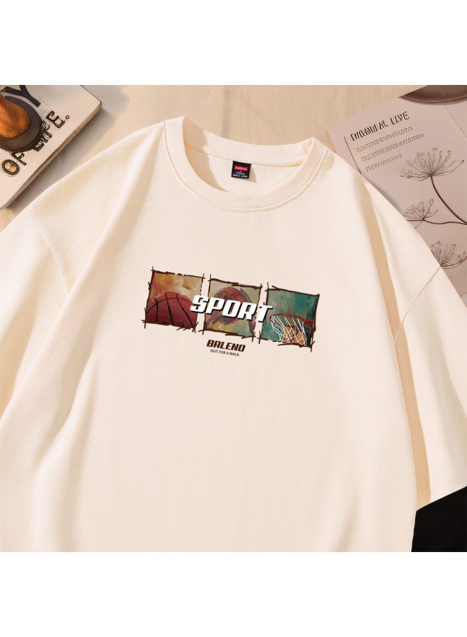 Baleno american Trendy Square Print Summer Loose Breathable T-shirt Comfortable Versatile Undershirt - Image 3