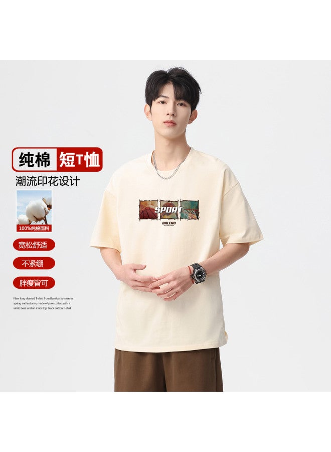 Baleno american Trendy Square Print Summer Loose Breathable T-shirt Comfortable Versatile Undershirt - Image 2