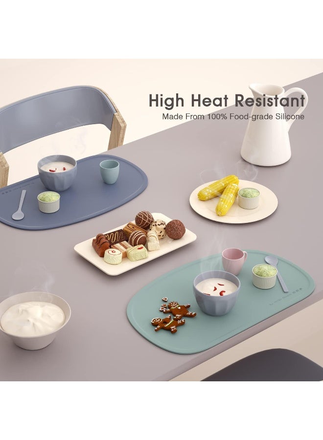 Cuddle Campus Silicone Placemat with Raised Edges for Kids, Toddlers, Babies, Non-Slip Table Setting Placemat for Dining, Comes with String for Storage - Image 3