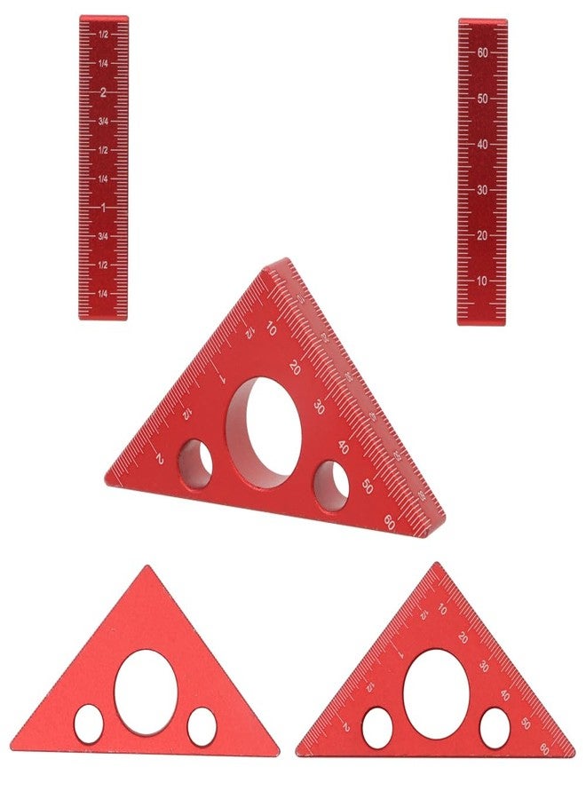 KETIPED Aluminum 45/90 Degree Layout Thickened Triangle Ruler,Imperial and Metric Scales Isosceles Right Triangular high-Precision Measuring Ruler,Square Measuring Tool for Woodworking,MG-045R - Image 2