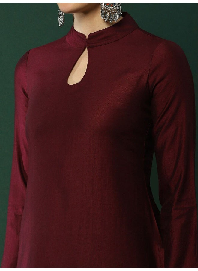 AKS Wine Sweetheart Neck Kurta - Image 2