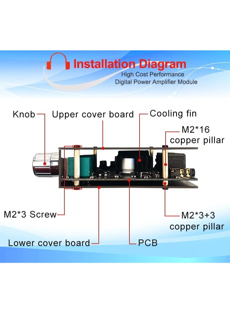 Audio Amplifier Module SZM-MT21 2.1 Channel Bluetooth Digital Power Amplifier Board - Image 5