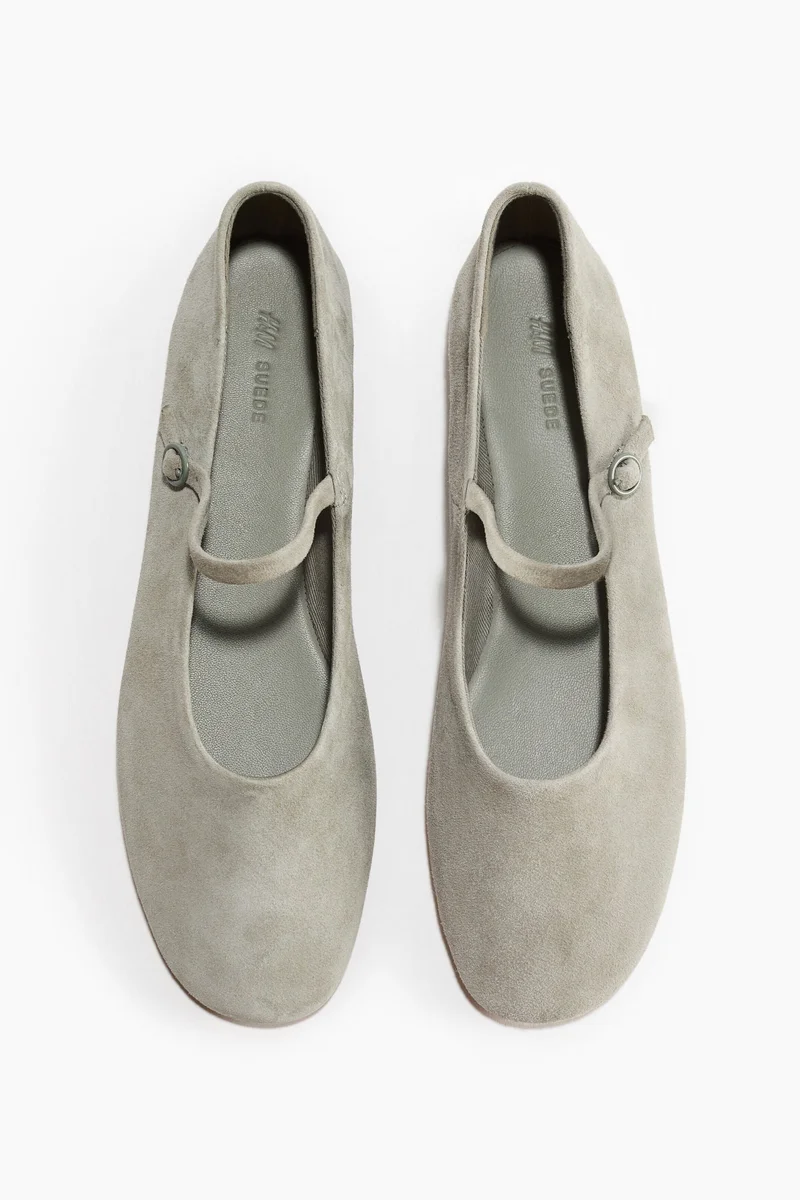 اتش اند ام حذاء باليه ماري جين من جلد سويدي