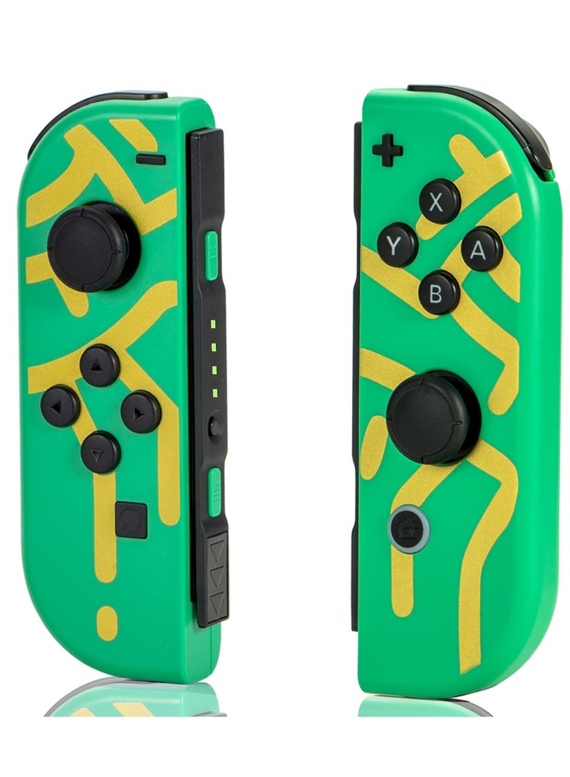 Wireless Joy-Con Controllers for Nintendo Switch, Lite, and OLED - L/R Replacement with Joystick, Wake-up, Screenshot, and Dual Vibration Features (Green)  - Image 1