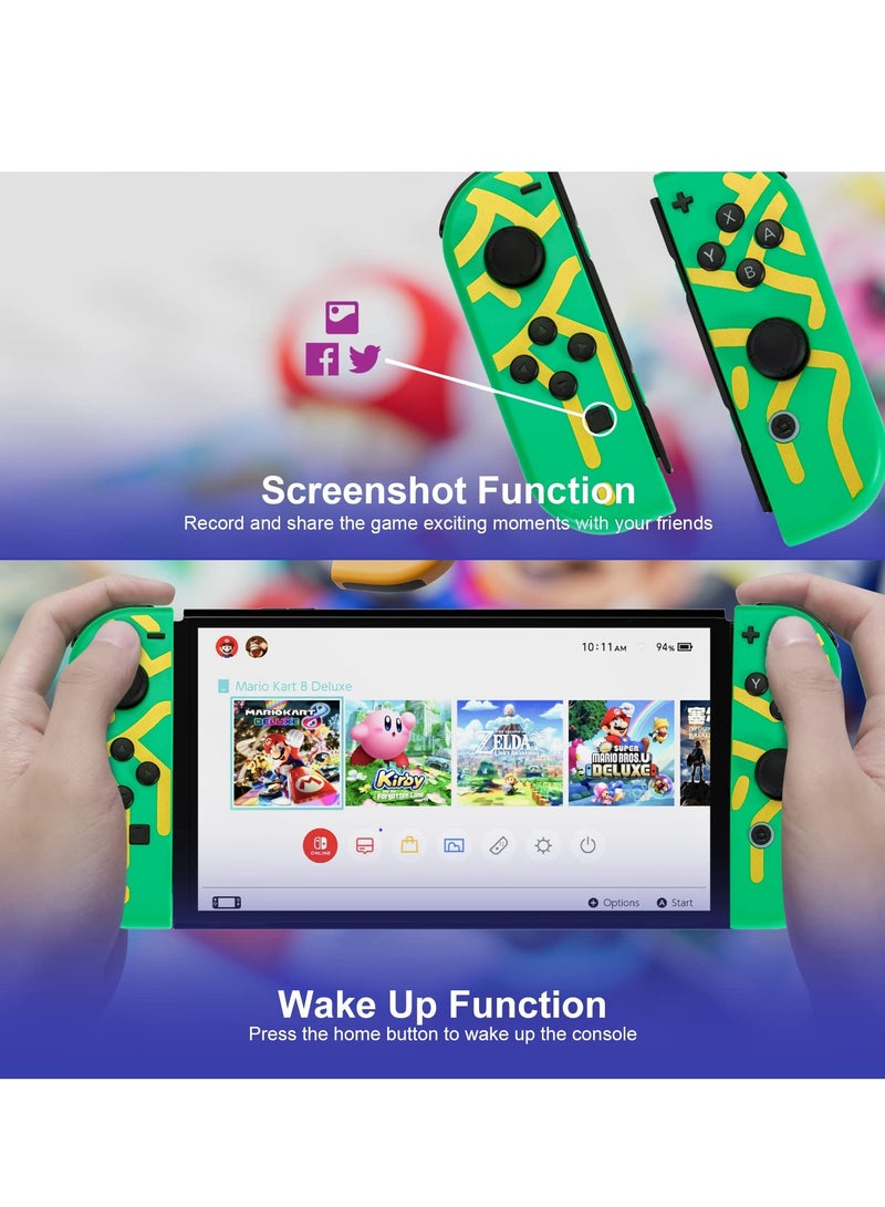 Wireless Joy-Con Controllers for Nintendo Switch, Lite, and OLED - L/R Replacement with Joystick, Wake-up, Screenshot, and Dual Vibration Features (Green)  - Image 3