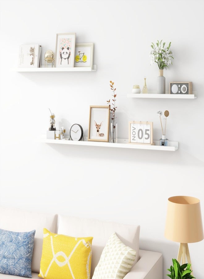 Acovy Picture Ledge Shelf, Wood Floating Shelves Set of 2, 36 inch Picture Ledge Shelves, Photo Ledge Nursery Book Shelves Wall Mounted for Living Room Kids' Room Bedroom, Color White - Image 5
