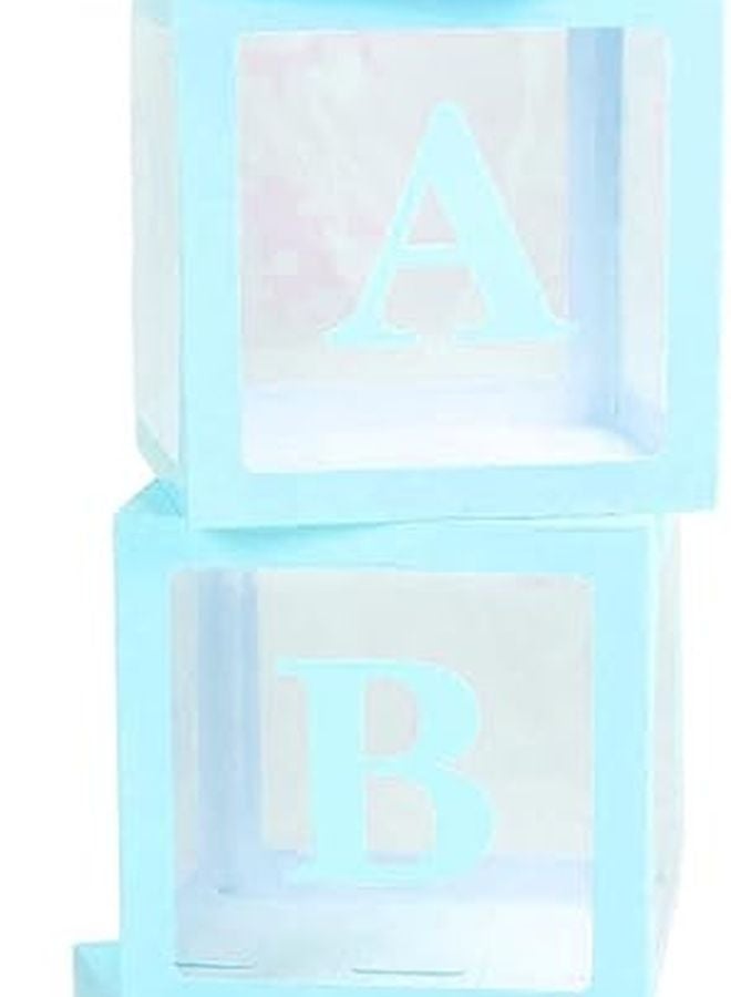 مجموعة صندوق بالون أزرق شفاف للعيد والخطبة والاعتراف مع خطابات 4 قطع - Image 3