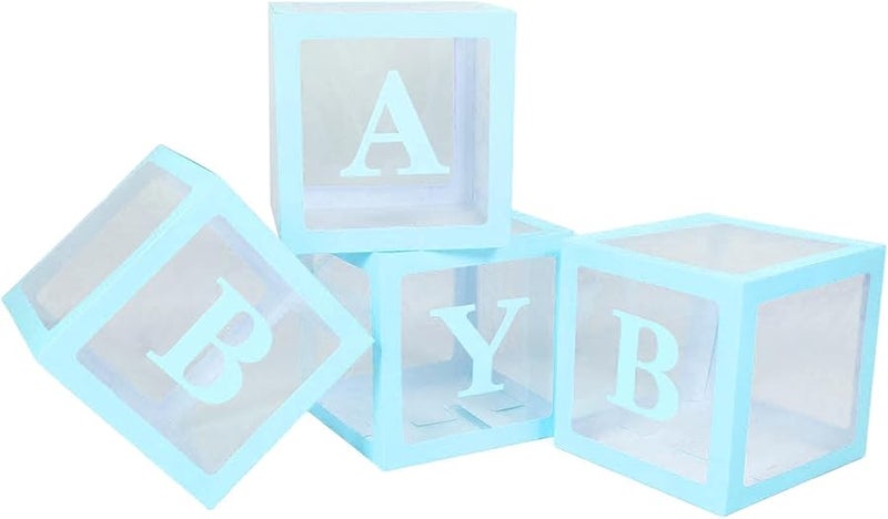 مجموعة صندوق بالون أزرق شفاف للعيد والخطبة والاعتراف مع خطابات 4 قطع - Image 4