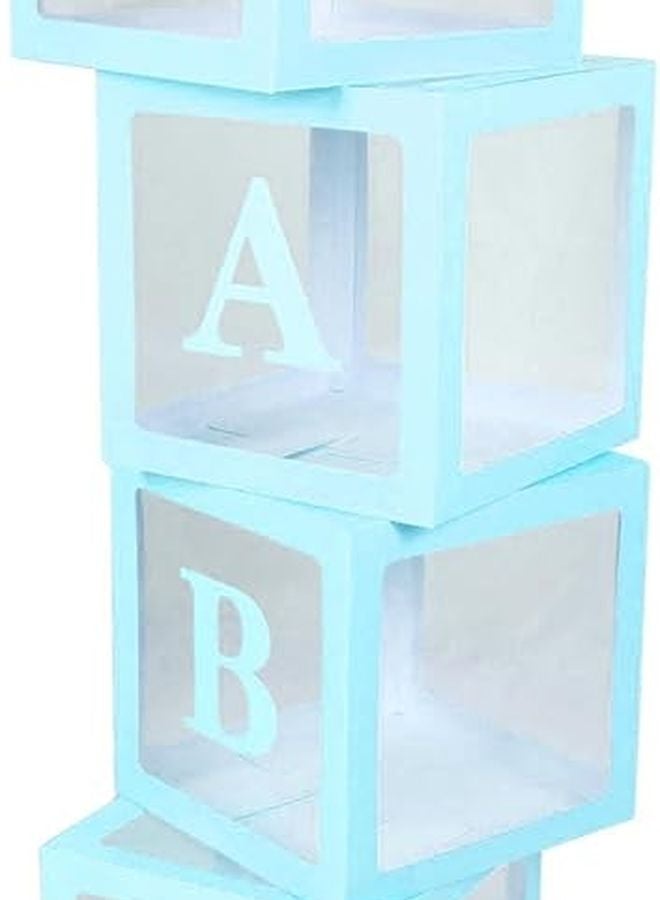 مجموعة صندوق بالون أزرق شفاف للعيد والخطبة والاعتراف مع خطابات 4 قطع - Image 1