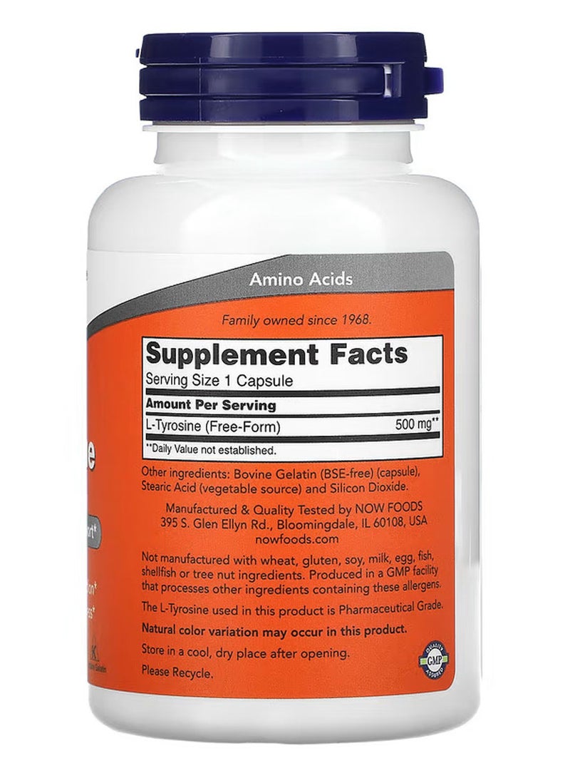ناو مكمل غذائي إل-تايروسين بتركيز 500 ملجم - 120 كبسولة - Image 2