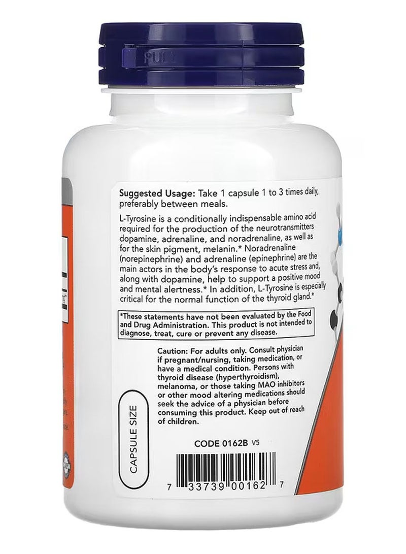 ناو مكمل غذائي إل-تايروسين بتركيز 500 ملجم - 120 كبسولة - Image 3