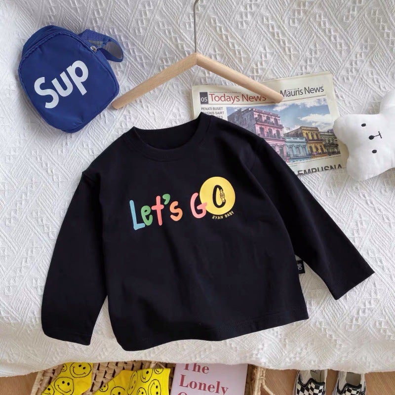 Children'S T-Shirt Cotton Printing Trendy Western Style Cartoon Korean Style Loose Long Sleeve Children'S Baby Bottoming Shirt - Image 1