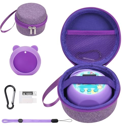 YouKnow Travel Case and Silicone Cover Compatible with Punirunes Interactive Toy Digital Pet with Full Coverage PET Clear Film Silicone and Carrying Case Purple - Image 1