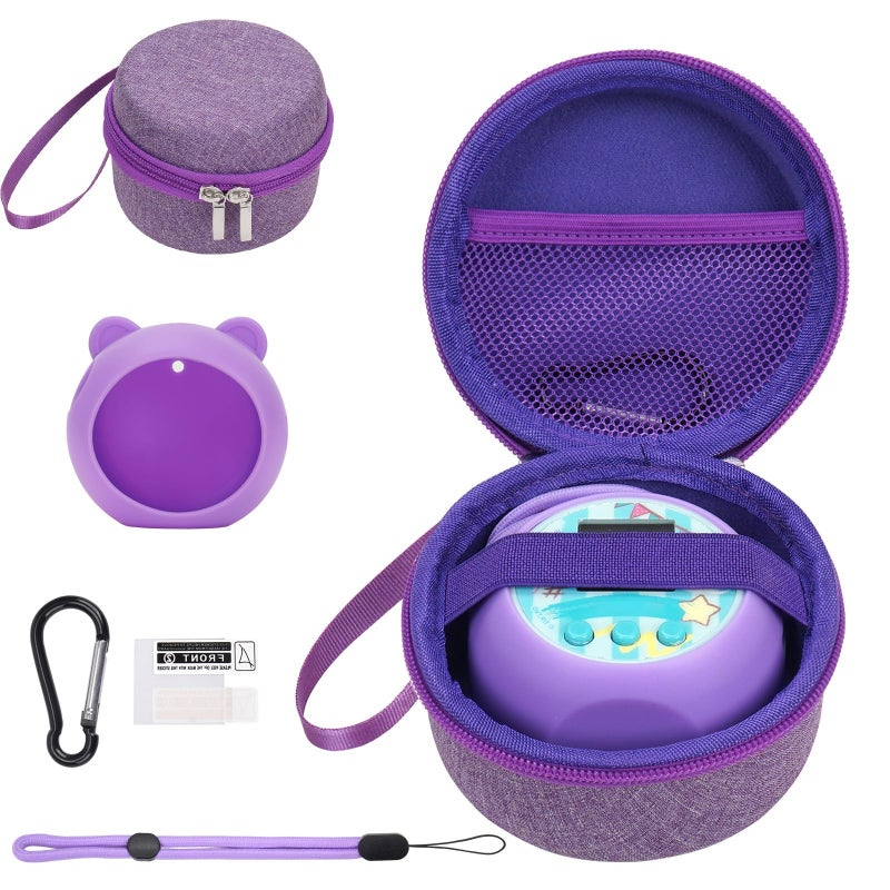 YouKnow Travel Case and Silicone Cover Compatible with Punirunes Interactive Toy Digital Pet with Full Coverage PET Clear Film Silicone and Carrying Case Purple - Image 3