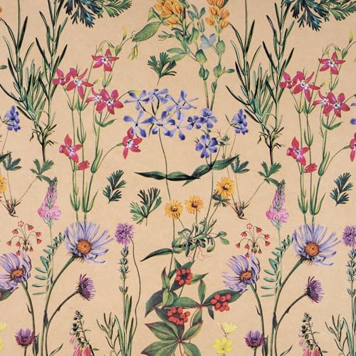 RUSPEPA Wildflower Floral Wrapping Paper Roll for Women 17 Inches x 16 4 Feet Mini Roll Herbal Kraft Wrapping Paper for Christian Gifts Birthdays Weddings Bridal Shower and Engagement - Image 3