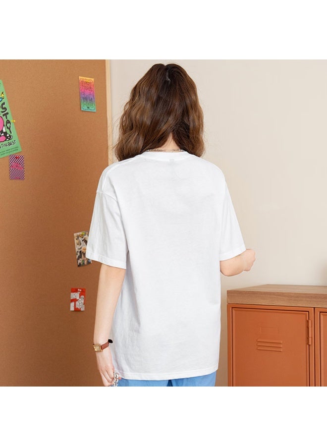 Don't speak Bieyu Heavy Pure Cotton Loose Short-sleeve T-shirt For Women, Inner Layer Undershirt, New Spring And Summer Style, White, Size S - Image 3
