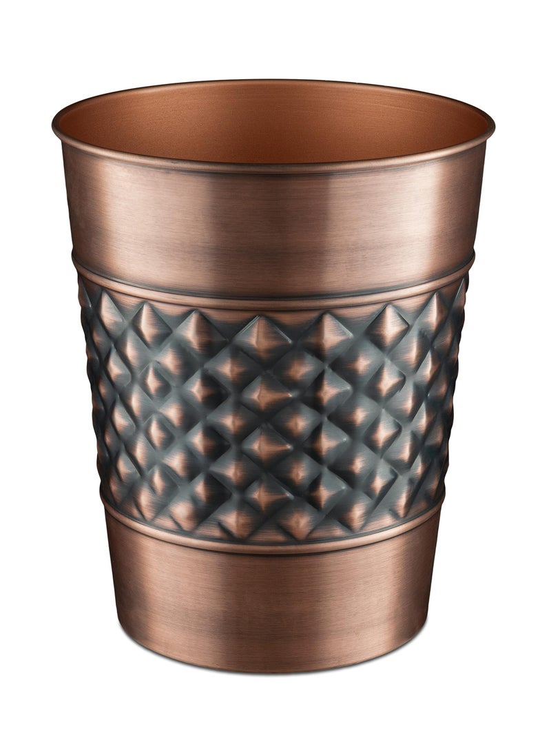 Monarch Abode Monarch Abode Antique Copper Handcrafted Geometric Embossed Metal Wastebasket for Home Decorative Waste Basket Modern Bathroom Garbage Can Durable  Decorative Trash Bin Antique Copper Trash Can 