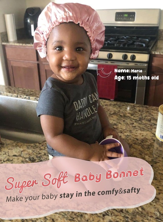 YANIBEST Baby Satin Bonnet Sleep Cap - Double Layer Reversible Adjustable Silky Satin Cap for Infant Toddler(6-36Months,Pink) - Image 2