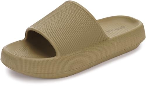 BRONAX Pillow Slippers for Women and Men | House Slides Shower Sandals | Cushioned Thick Sole 39-40 Olive Green - Image 1