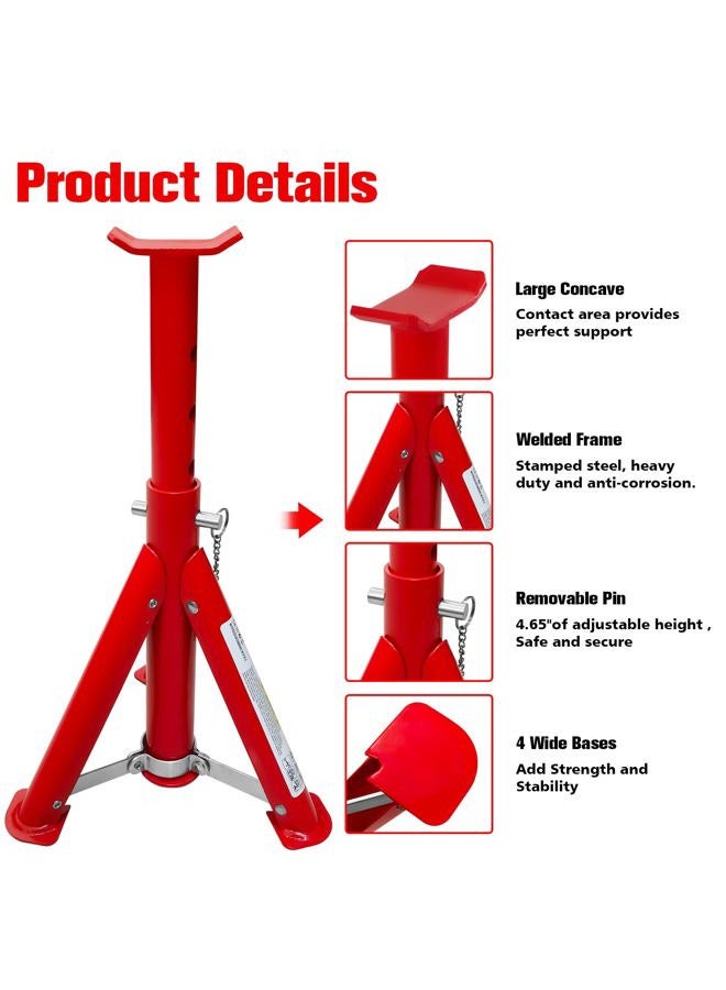 YATOINTO Foldable Jack Stands 3 Ton (6,600 LBs), 11.42"-16.06" Adjustable Height with Mobility Safety Pin,Car Jack Stand for Home&Garage, Workshops,Lifting SUV, Pickup Truck,UTV/ATV, Red, 1 Pair - Image 4