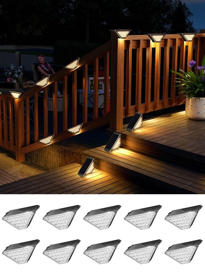 MODI Solar Stair Lights Outdoor, IP67 Waterproof Step Lights, Warm White Solar Powered, Triangle LED for Outdoor Steps, Front Door, Pathway, Patio, Yard, Garden, Porch, Auto On/Off, 10 Pack - Image 1