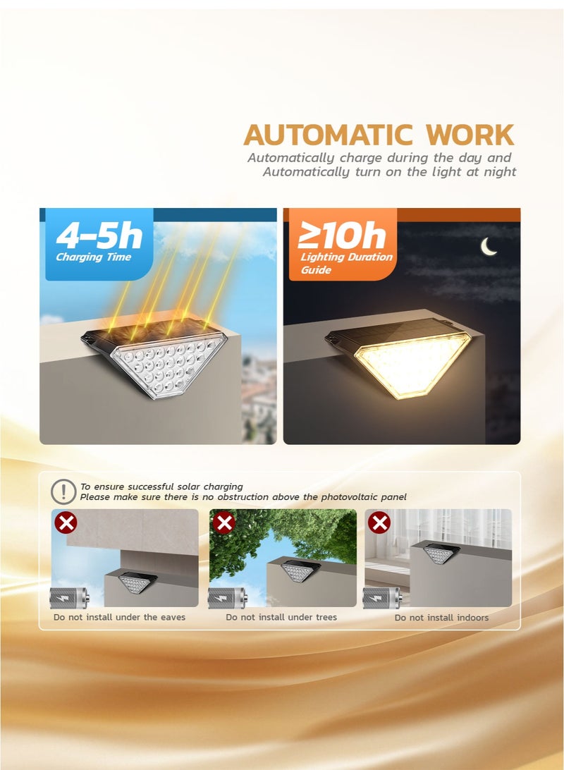 MODI Solar Stair Lights Outdoor, IP67 Waterproof Step Lights, Warm White Solar Powered, Triangle LED for Outdoor Steps, Front Door, Pathway, Patio, Yard, Garden, Porch, Auto On/Off, 10 Pack - Image 5