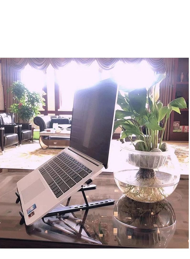 Portable Laptop Stand Adjustable Notebook Stand Tablet Stand for PC Aluminum Foldable Laptop Stand (Color: Aluminum Alloy, Gray) - Image 3